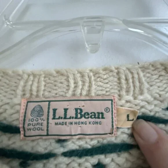 Vtg LL Bean Ragg Wool Dog Boot Sweater Intarsia Puppy Labrador L Cottage Preppy - Picture 2 of 11